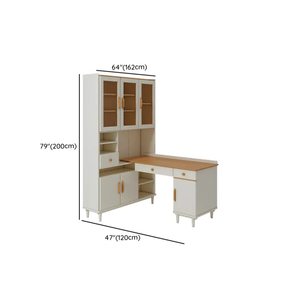 Wooden Drawers Storage Kids Corner Desk with Hutch Image - 22