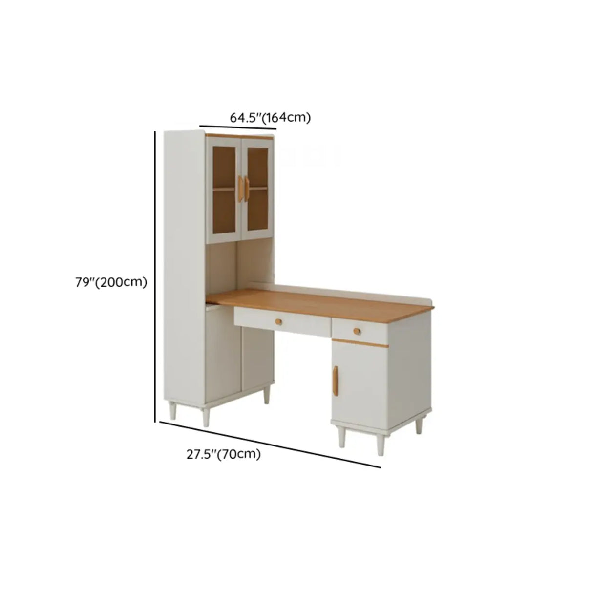 Wooden Drawers Storage Kids Corner Desk with Hutch Image - 25