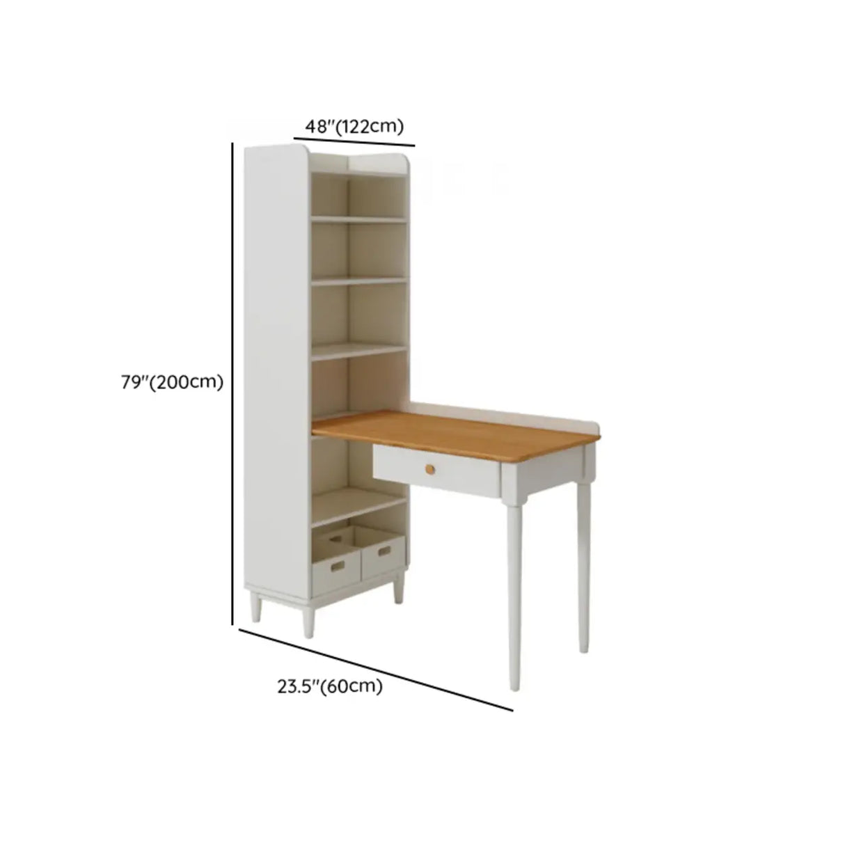 Wooden Drawers Storage Kids Corner Desk with Hutch Image - 26