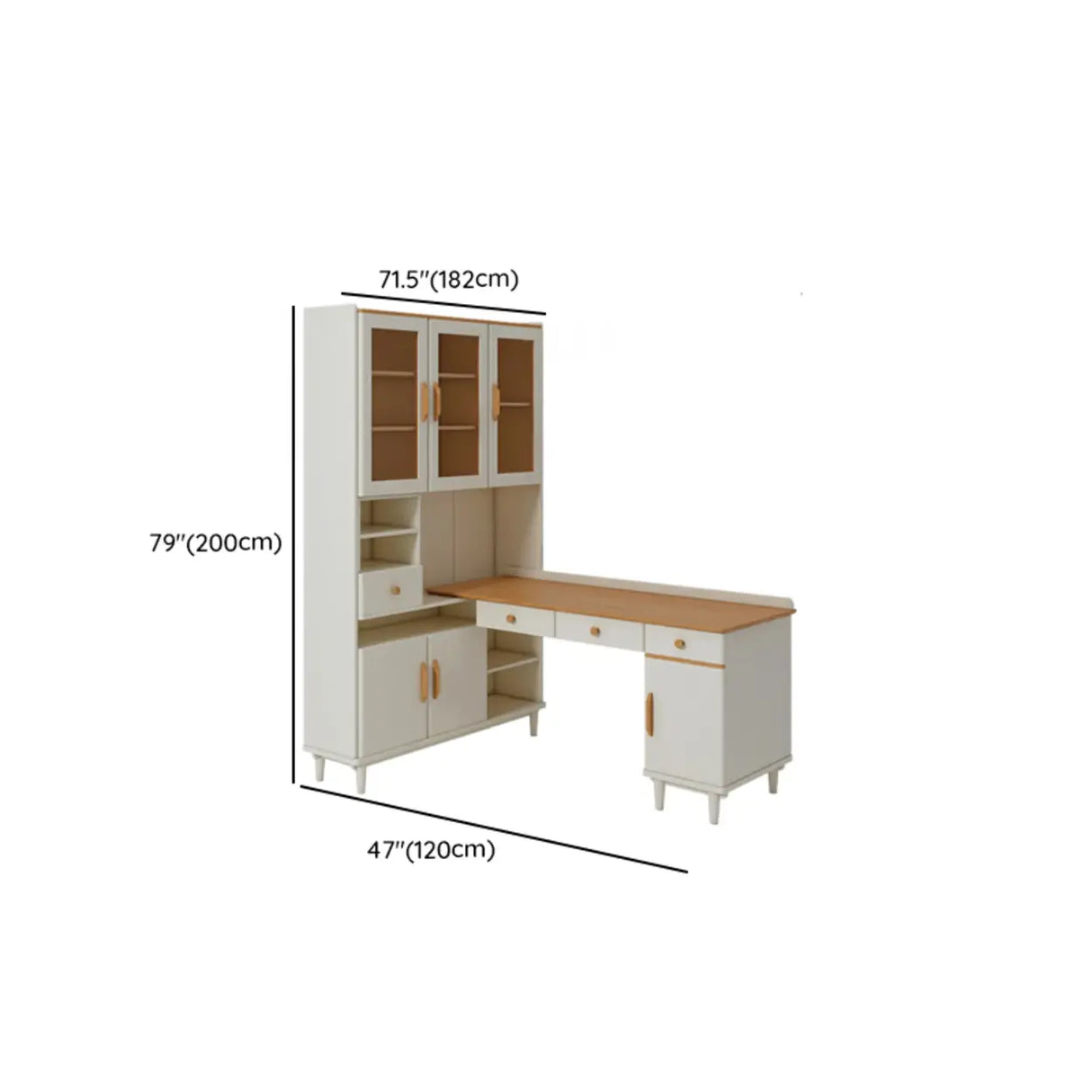 Wooden Drawers Storage Kids Corner Desk with Hutch Image - 27
