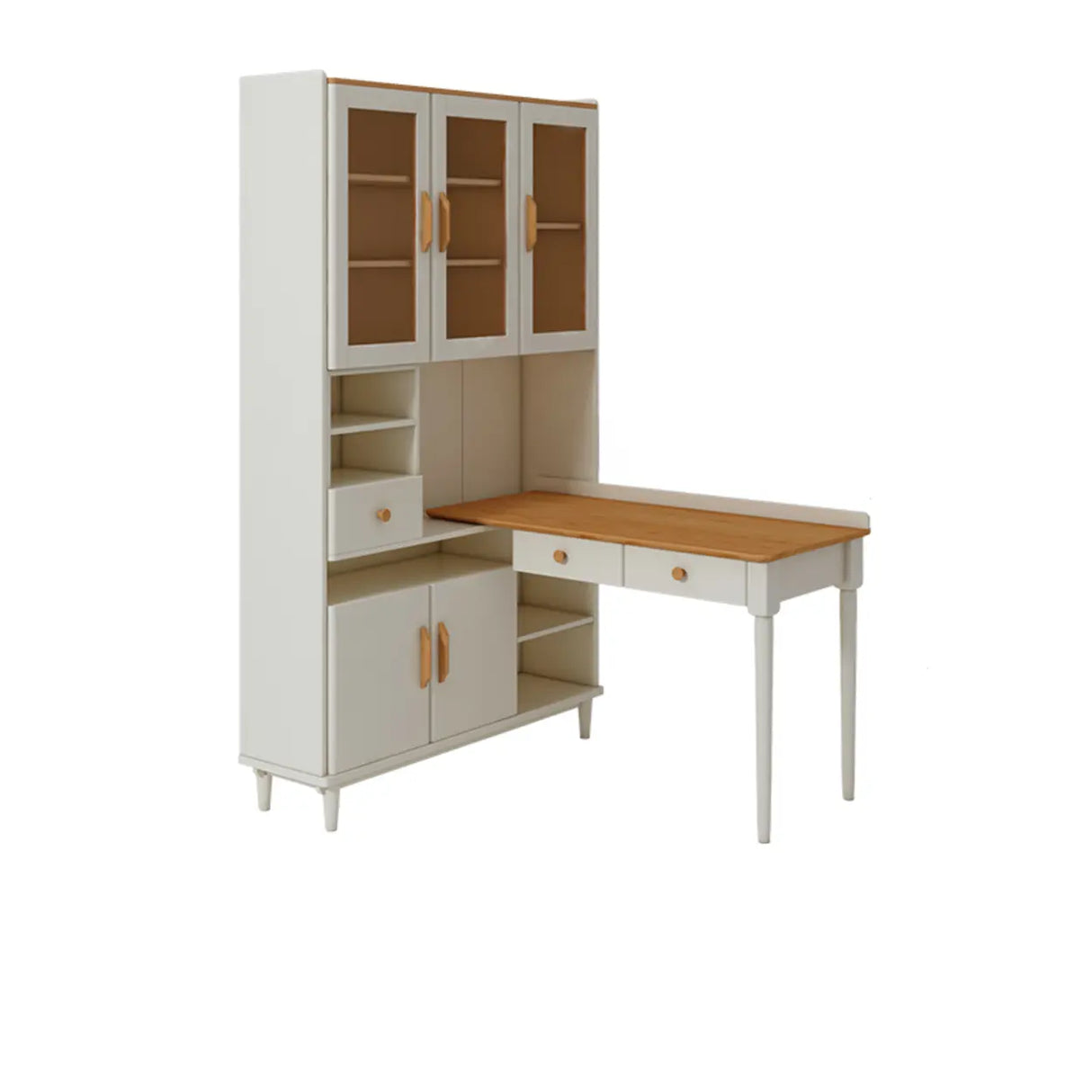 Wooden Drawers Storage Kids Corner Desk with Hutch Image - 4