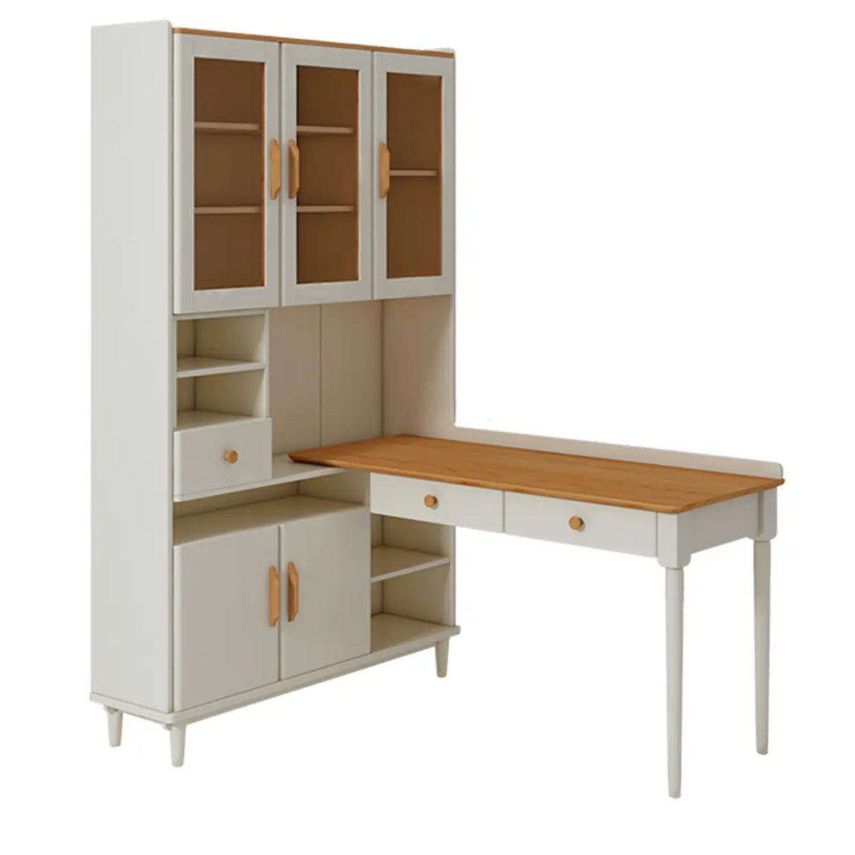 Wooden Drawers Storage Kids Corner Desk with Hutch Image - 5