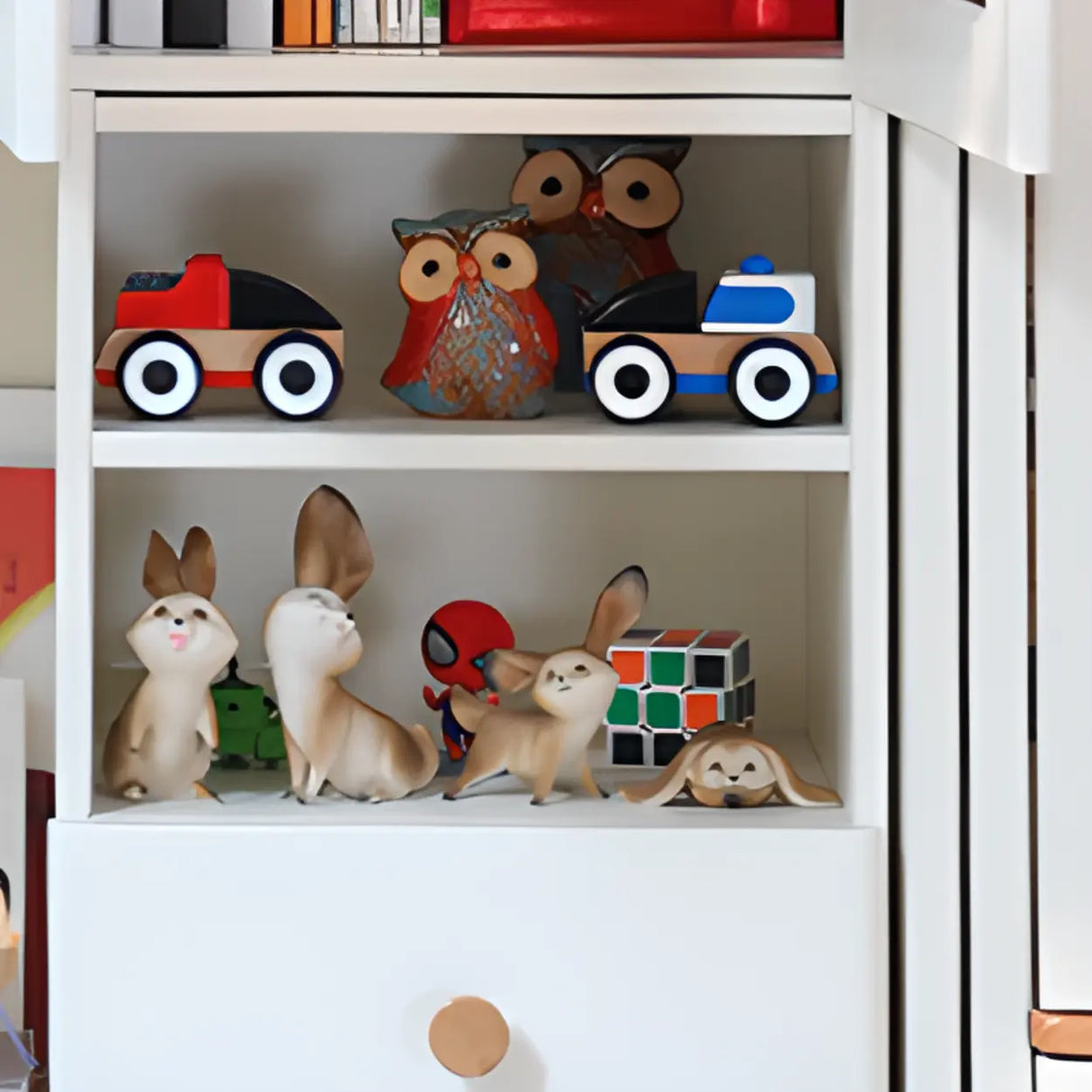 Wooden Drawers Storage Kids Corner Desk with Hutch Image - 6