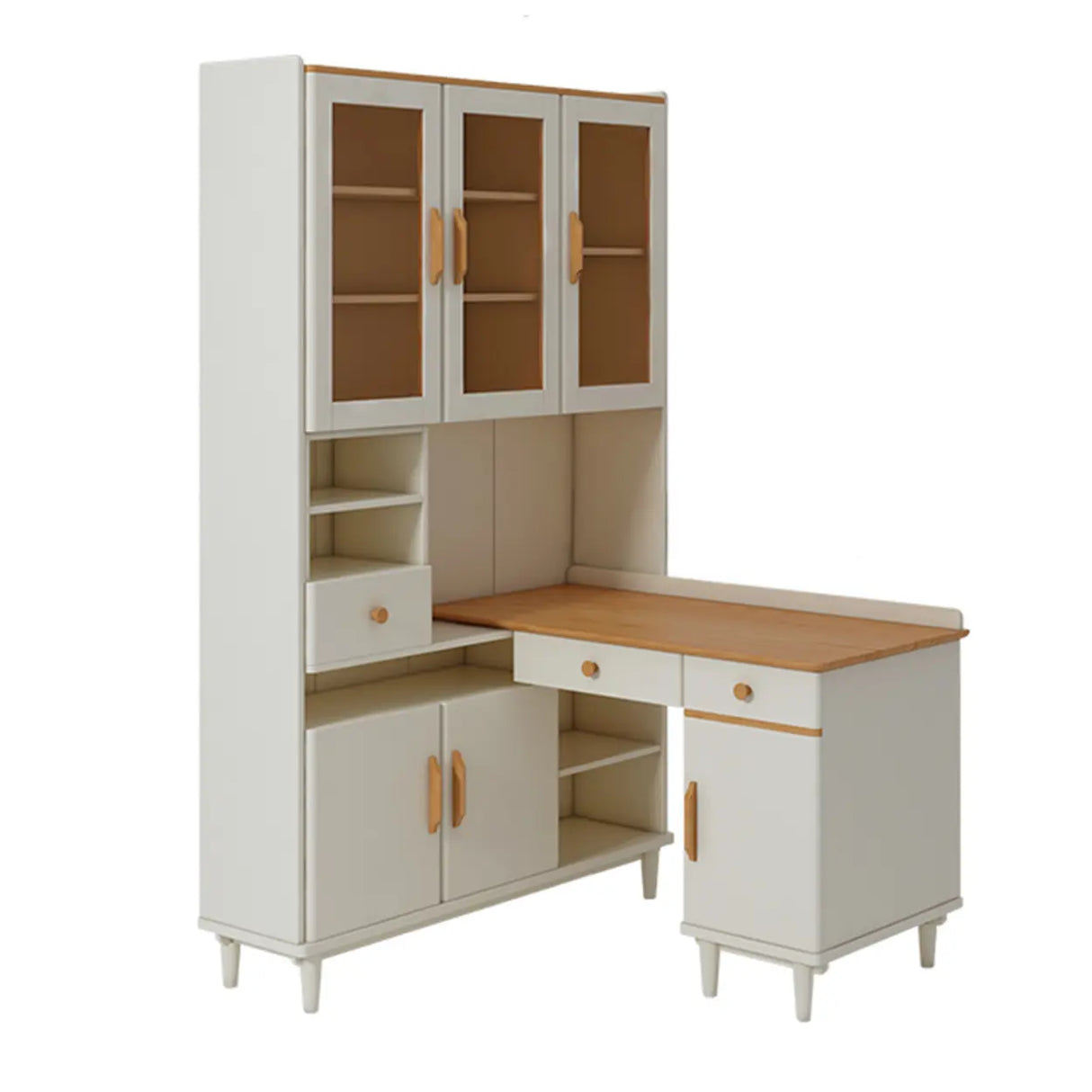 Wooden Drawers Storage Kids Corner Desk with Hutch Image - 7