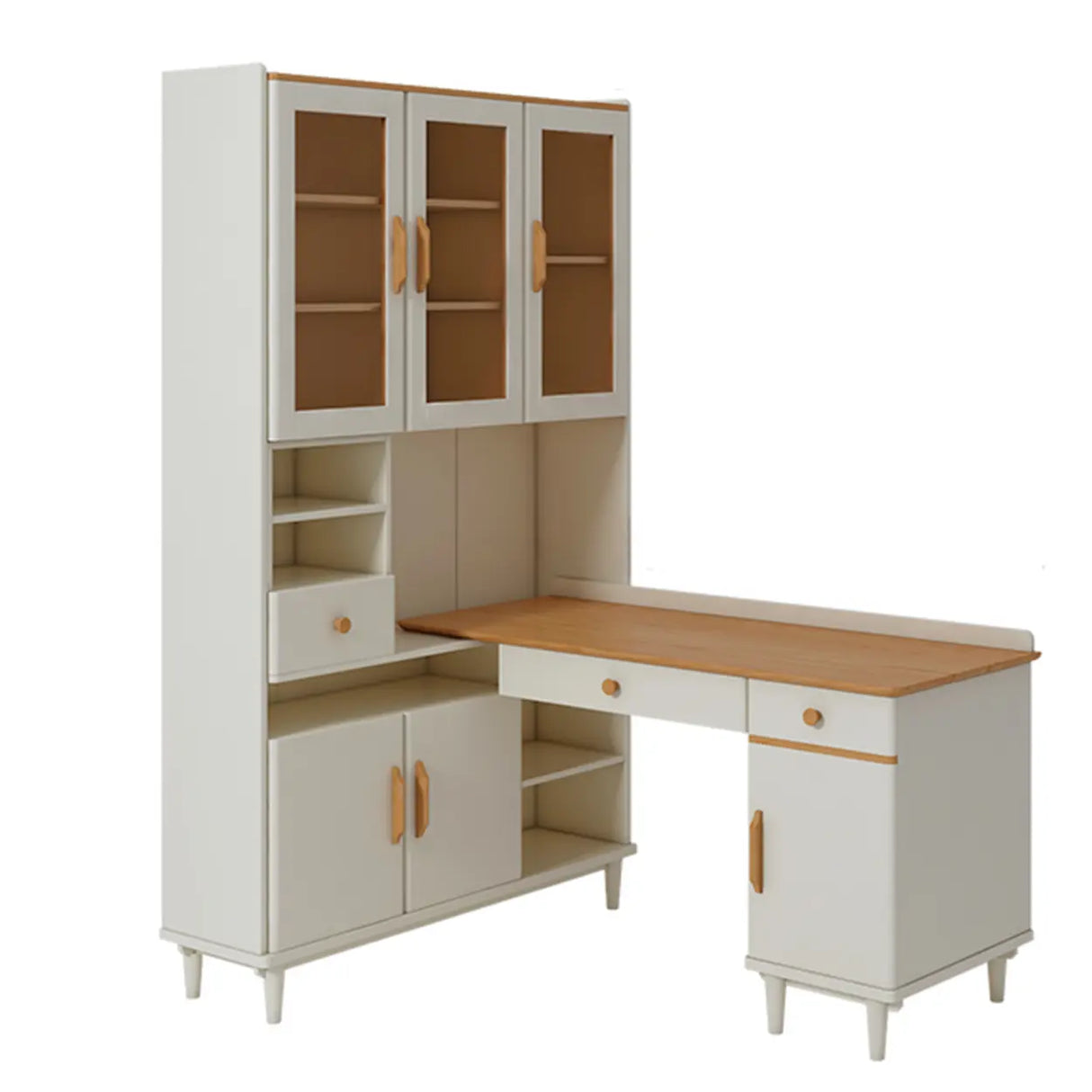 Wooden Drawers Storage Kids Corner Desk with Hutch Image - 9