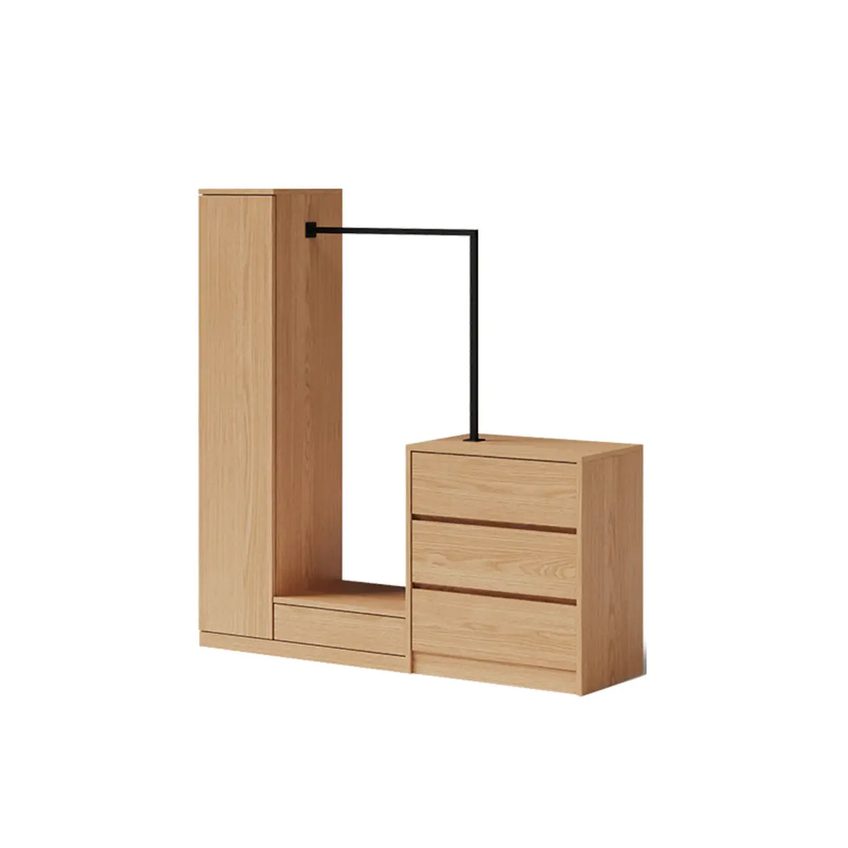 Wooden Freestanding Coat Rack with Mirror and Drawers Image - 3