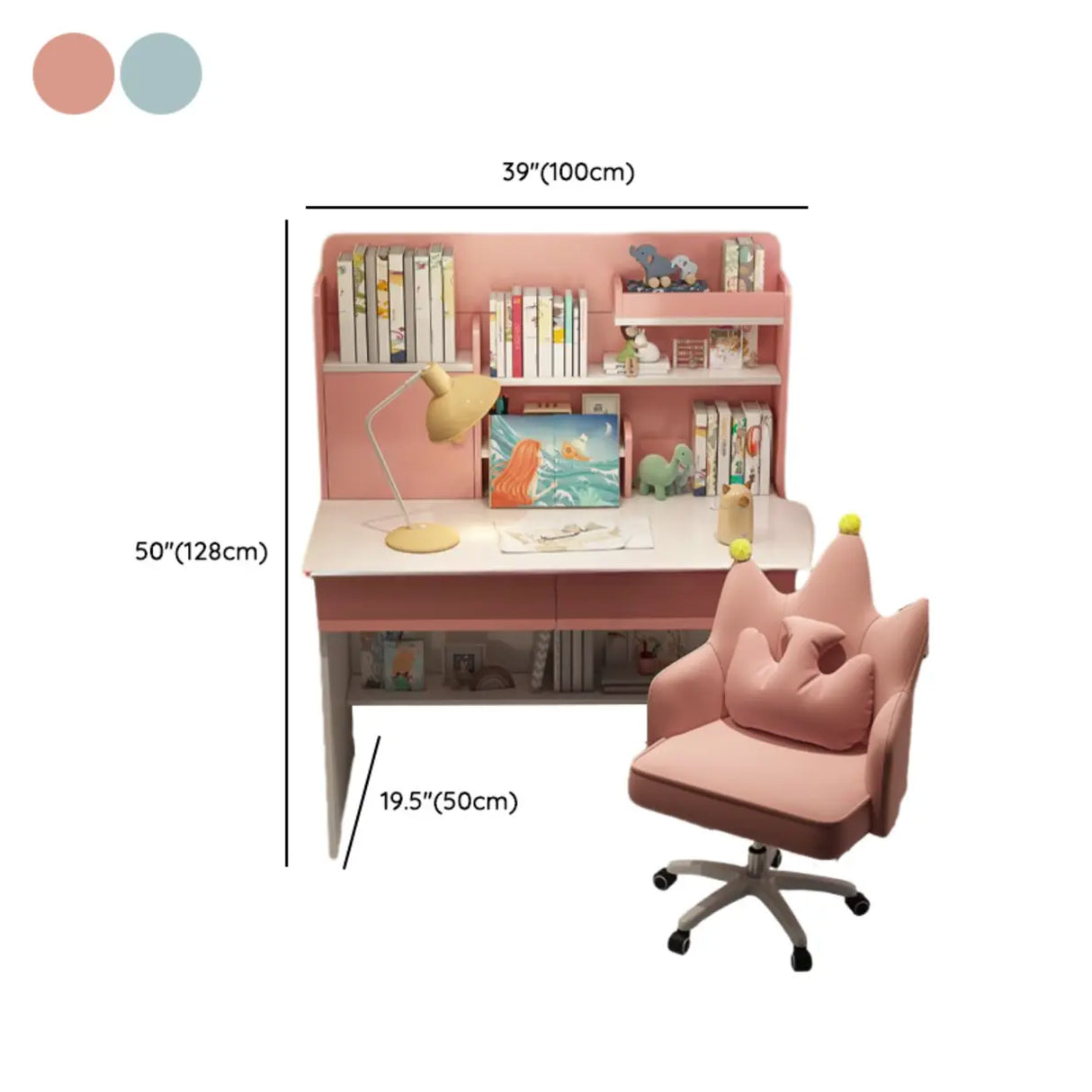 Wooden Kids Writing Desk with Shelves and Hutch