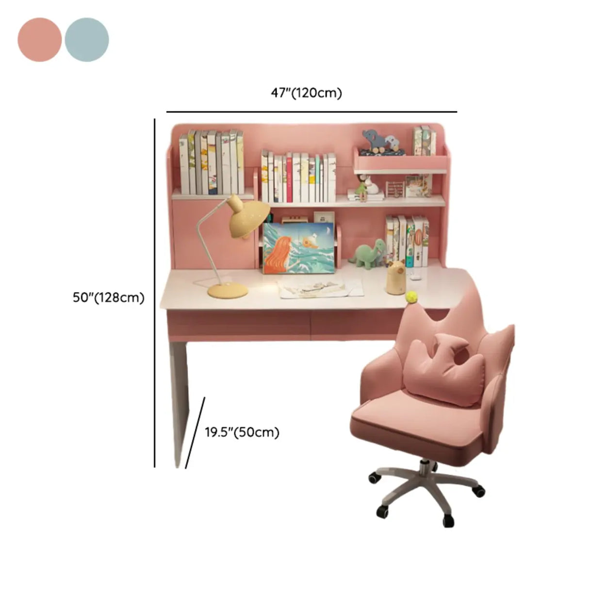 Wooden Kids Writing Desk with Shelves and Hutch Image - 19