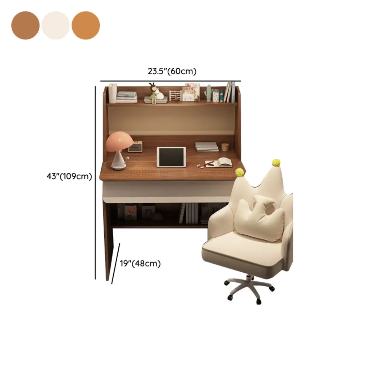 Wooden Kids Writing Desk with Shelves and Hutch Image - 20