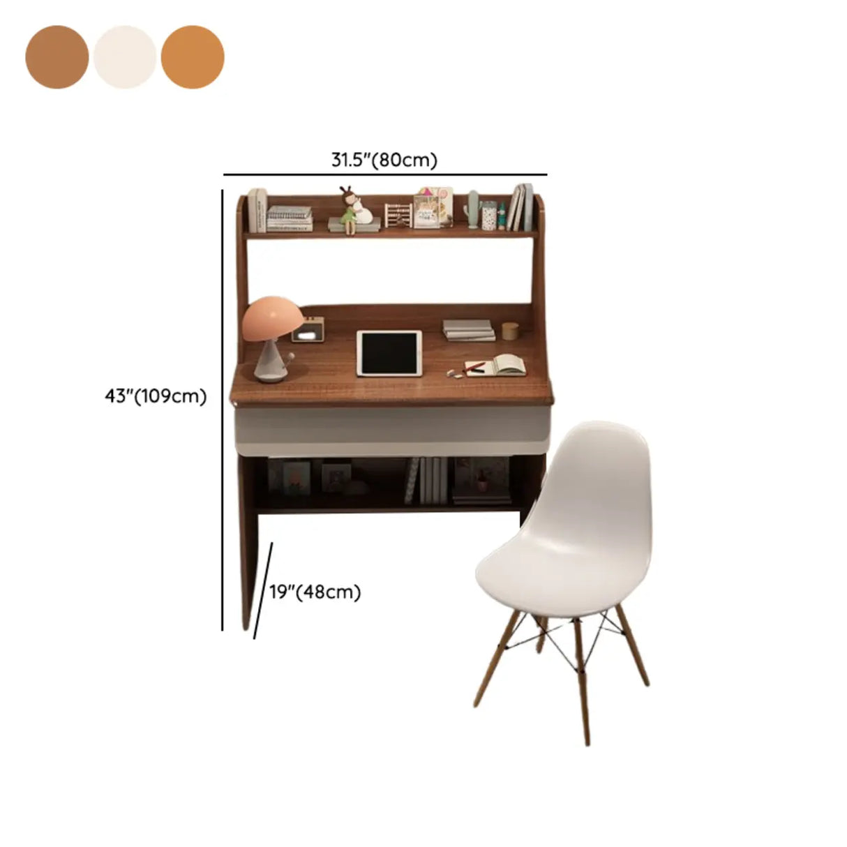 Wooden Kids Writing Desk with Shelves and Hutch Image - 21