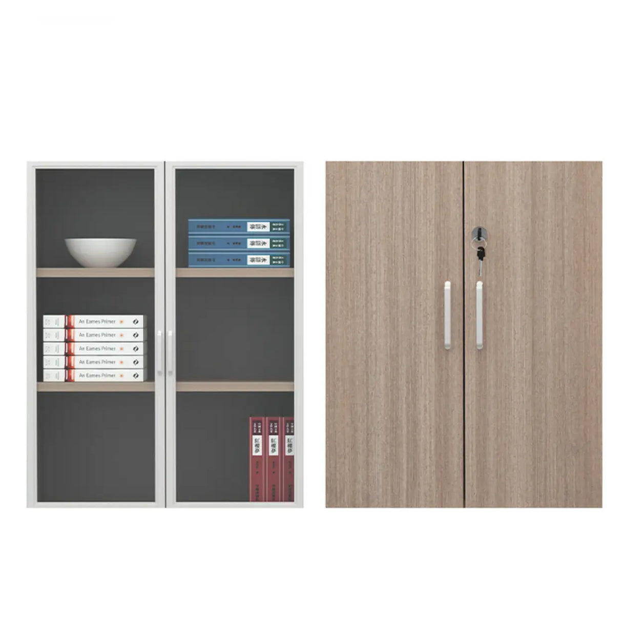 Wooden Natural Finish Vertical Filing Cabinet with Locks Image - 10