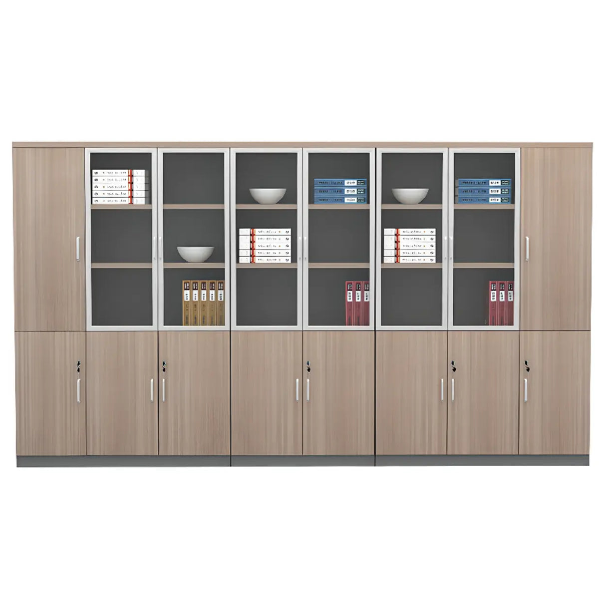 Wooden Natural Finish Vertical Filing Cabinet with Locks Image - 13