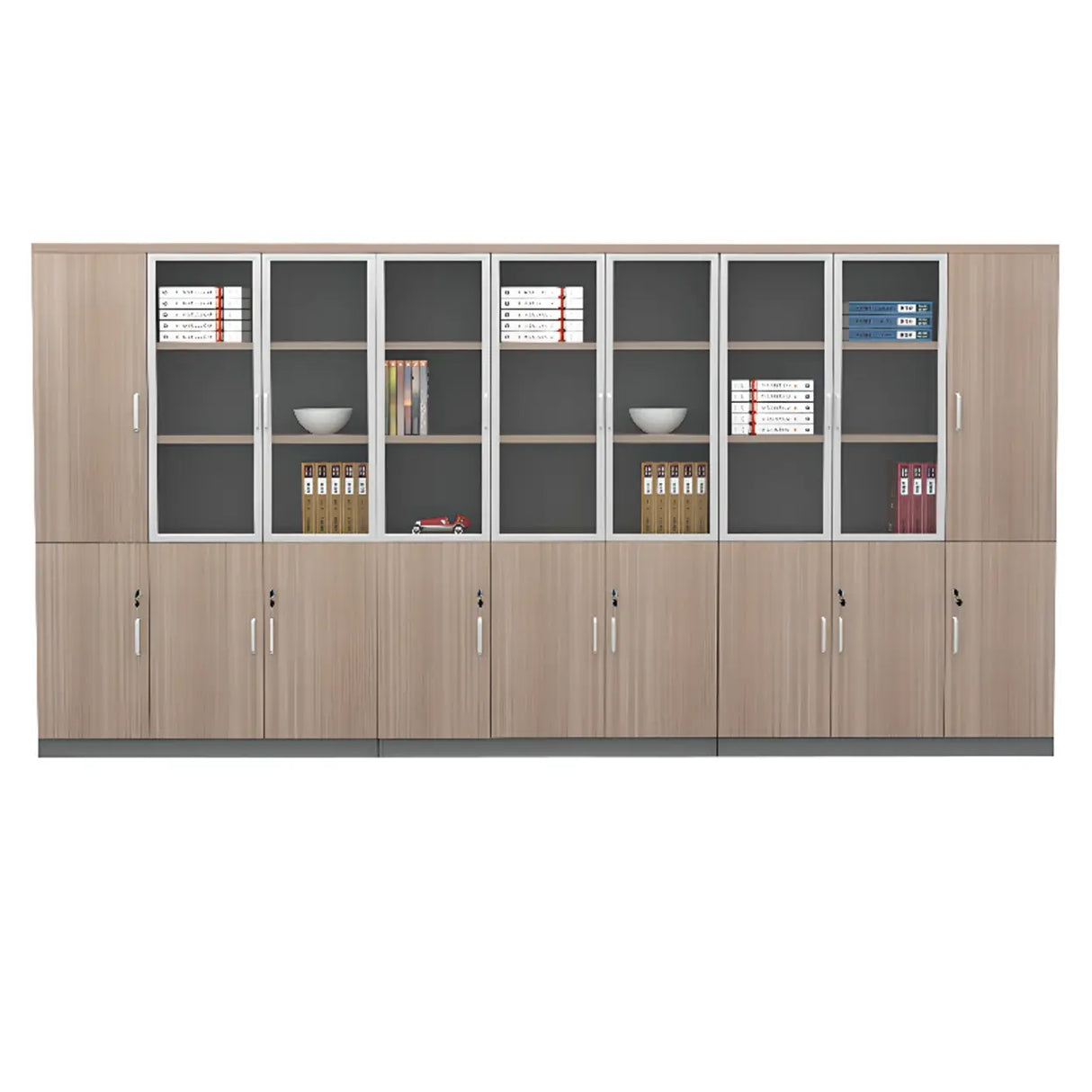 Wooden Natural Finish Vertical Filing Cabinet with Locks Image - 15