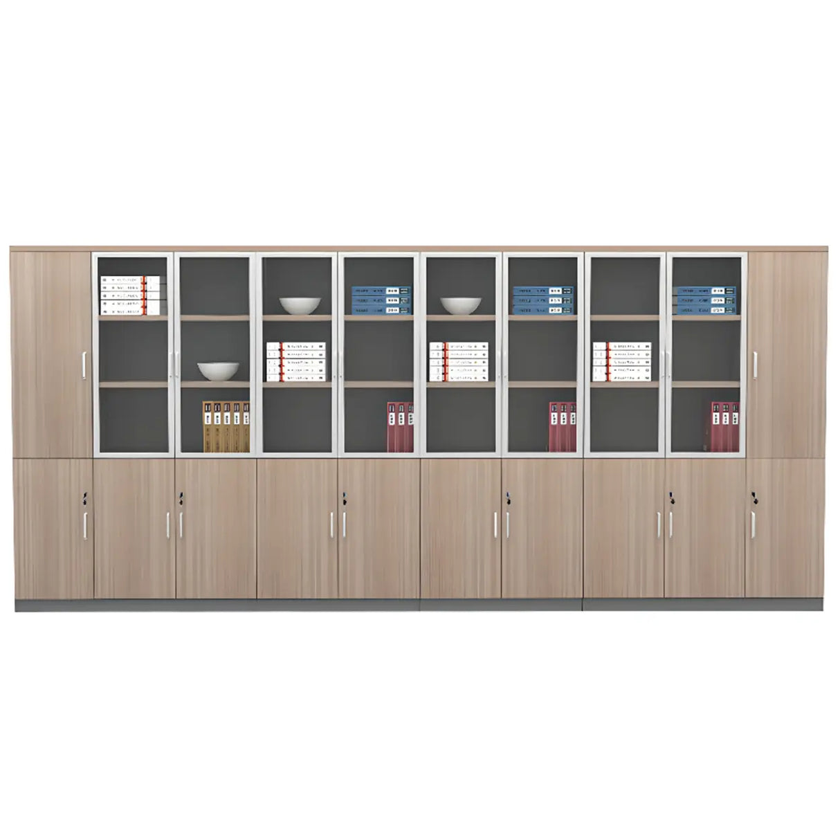Wooden Natural Finish Vertical Filing Cabinet with Locks Image - 16