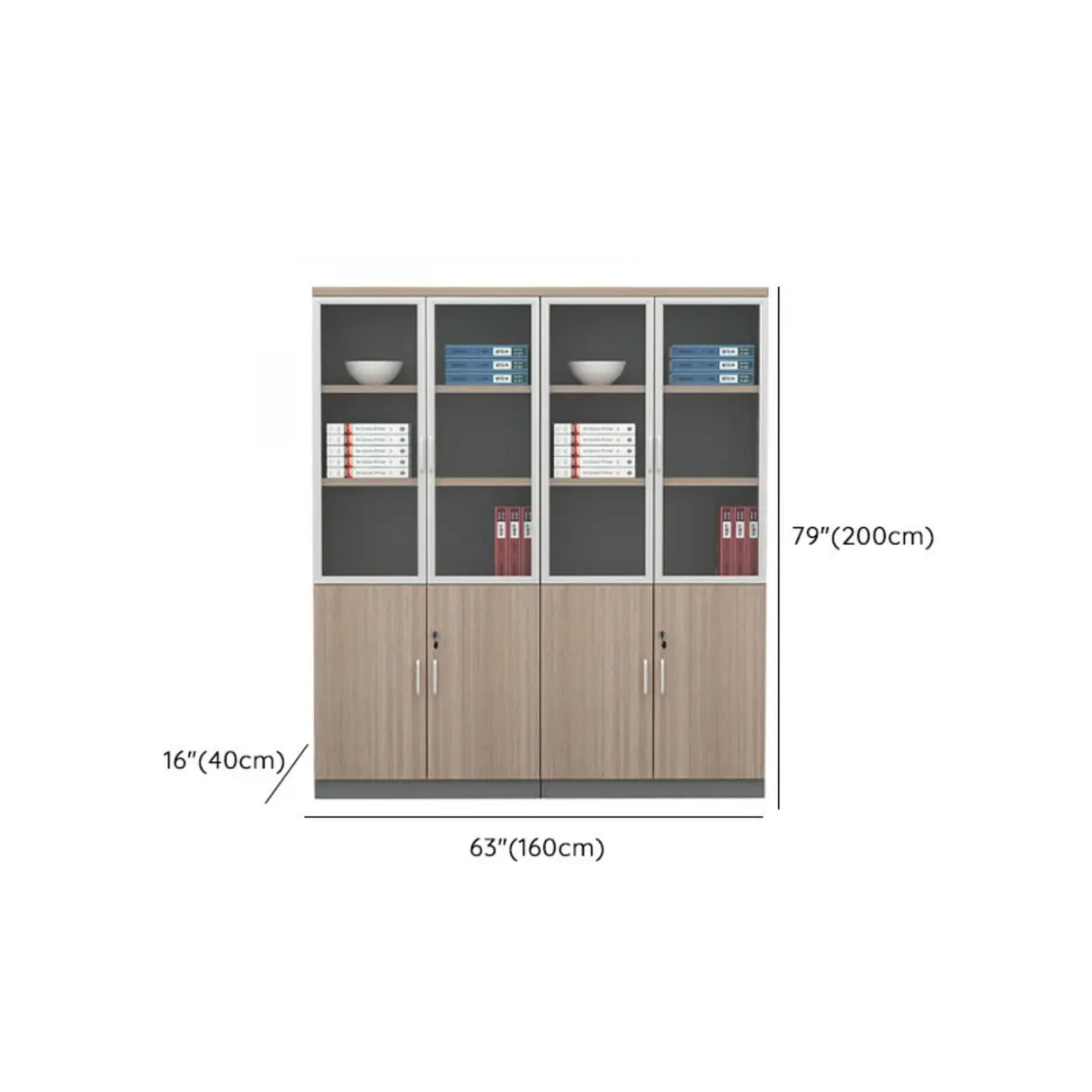Wooden Natural Finish Vertical Filing Cabinet with Locks Image - 18