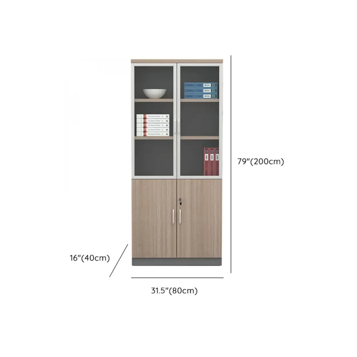 Wooden Natural Finish Vertical Filing Cabinet with Locks Image - 19