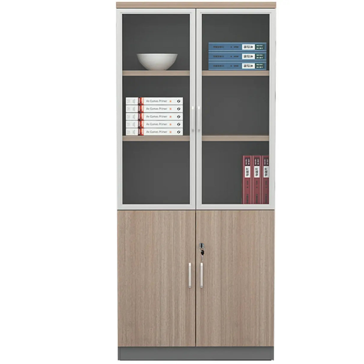 Wooden Natural Finish Vertical Filing Cabinet with Locks Image - 2