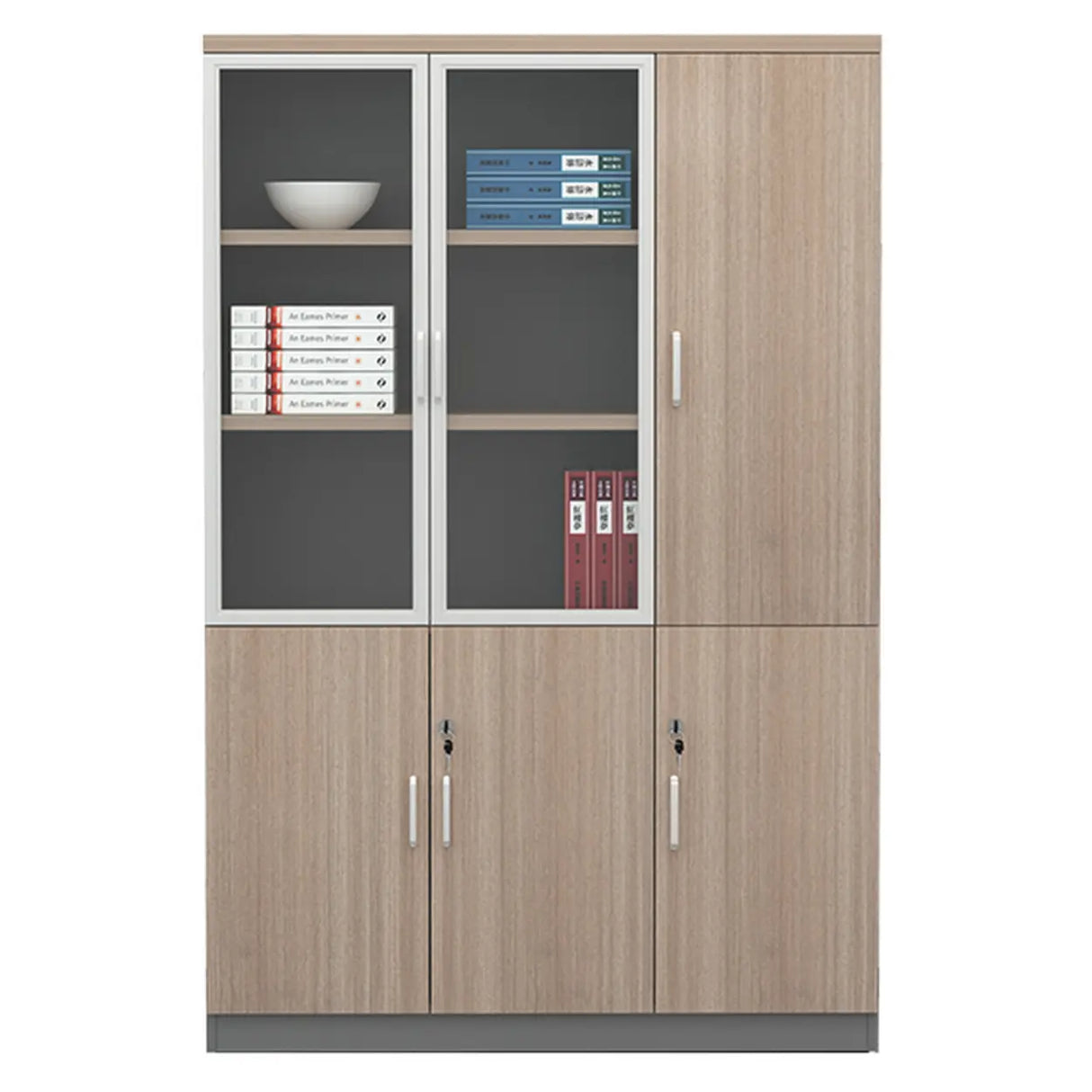 Wooden Natural Finish Vertical Filing Cabinet with Locks Image - 3