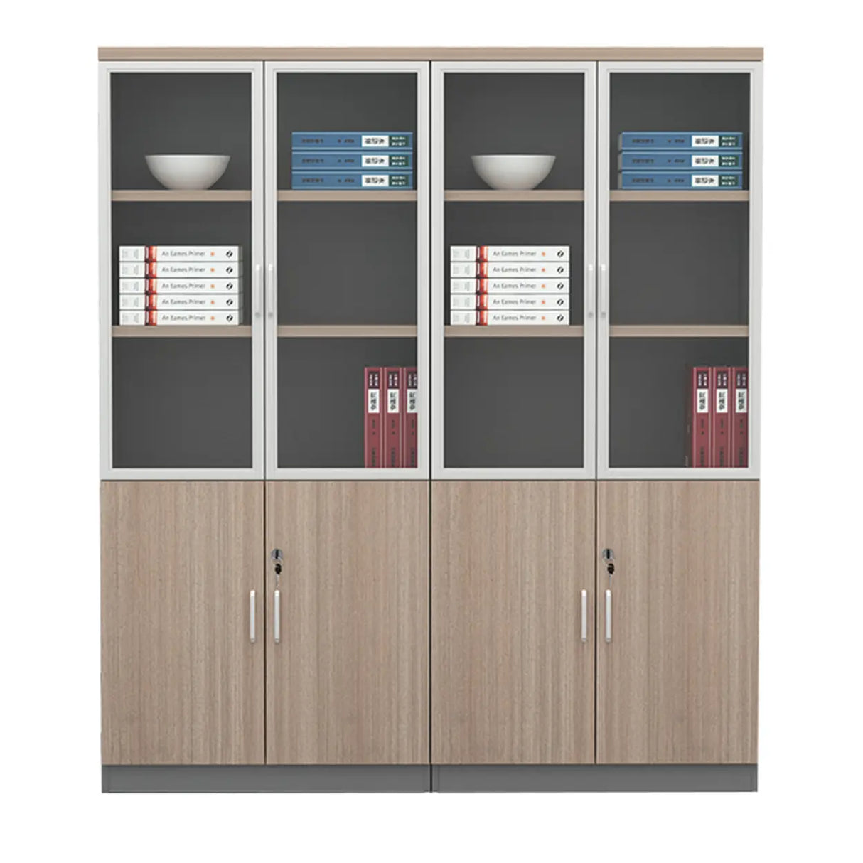 Wooden Natural Finish Vertical Filing Cabinet with Locks Image - 5