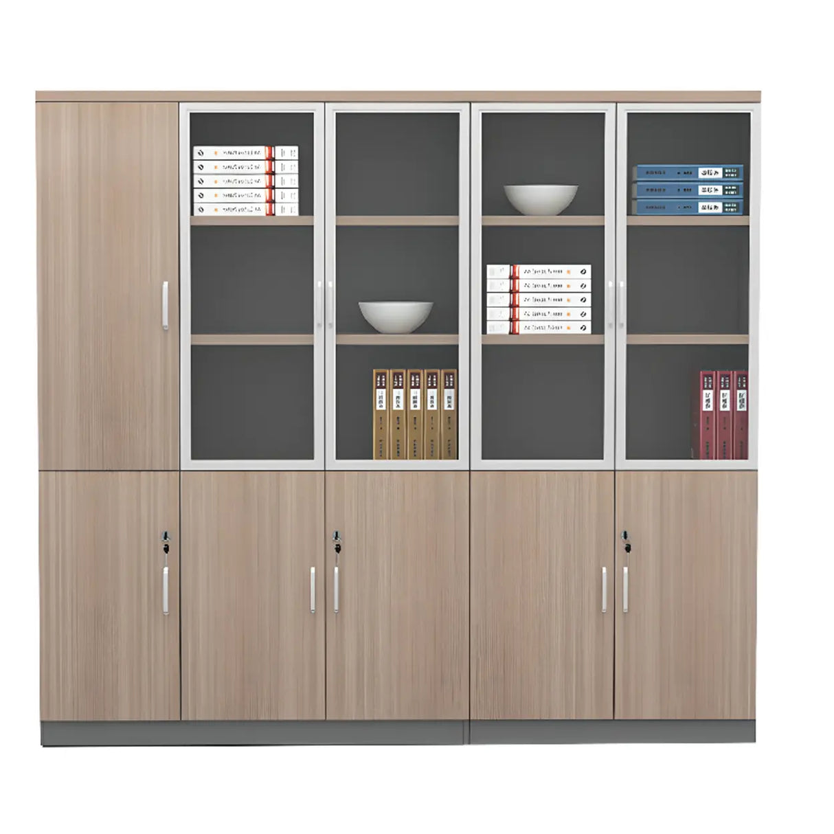 Wooden Natural Finish Vertical Filing Cabinet with Locks Image - 7