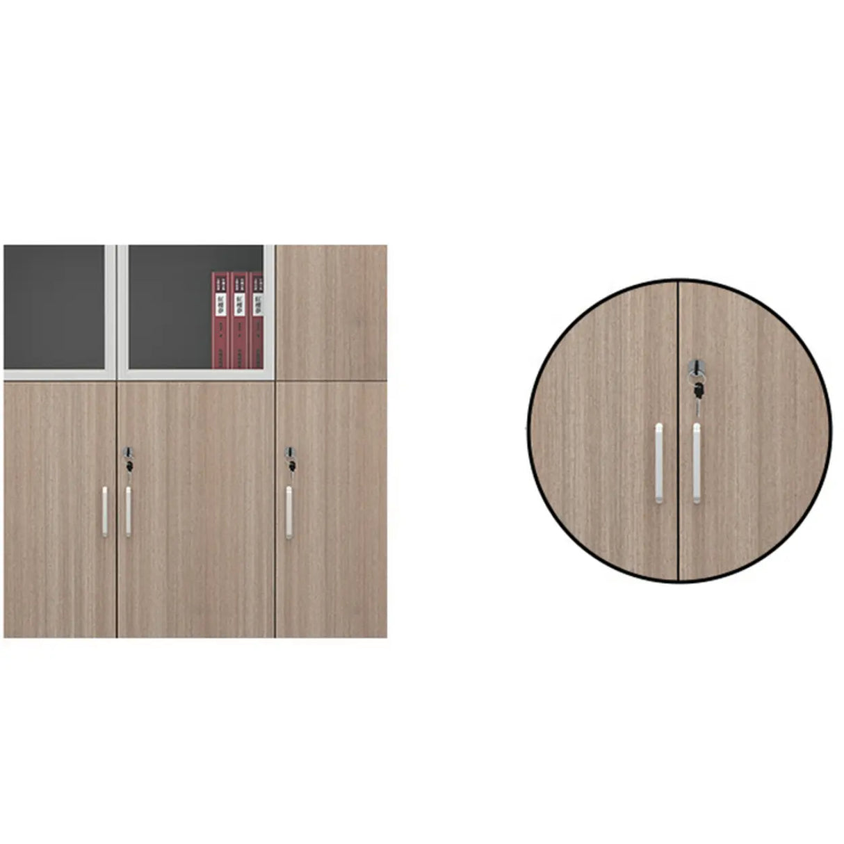 Wooden Natural Finish Vertical Filing Cabinet with Locks Image - 8