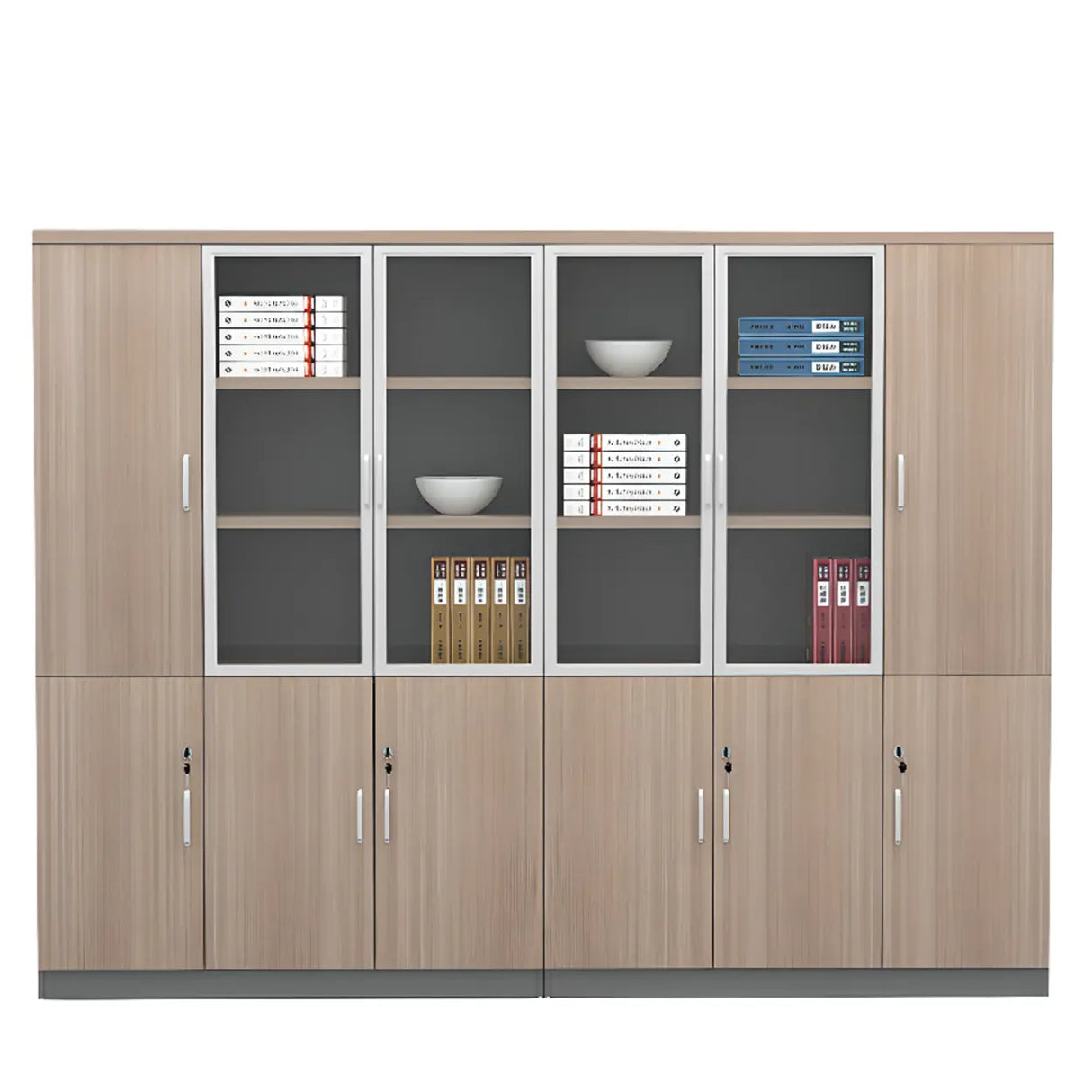 Wooden Natural Finish Vertical Filing Cabinet with Locks Image - 9