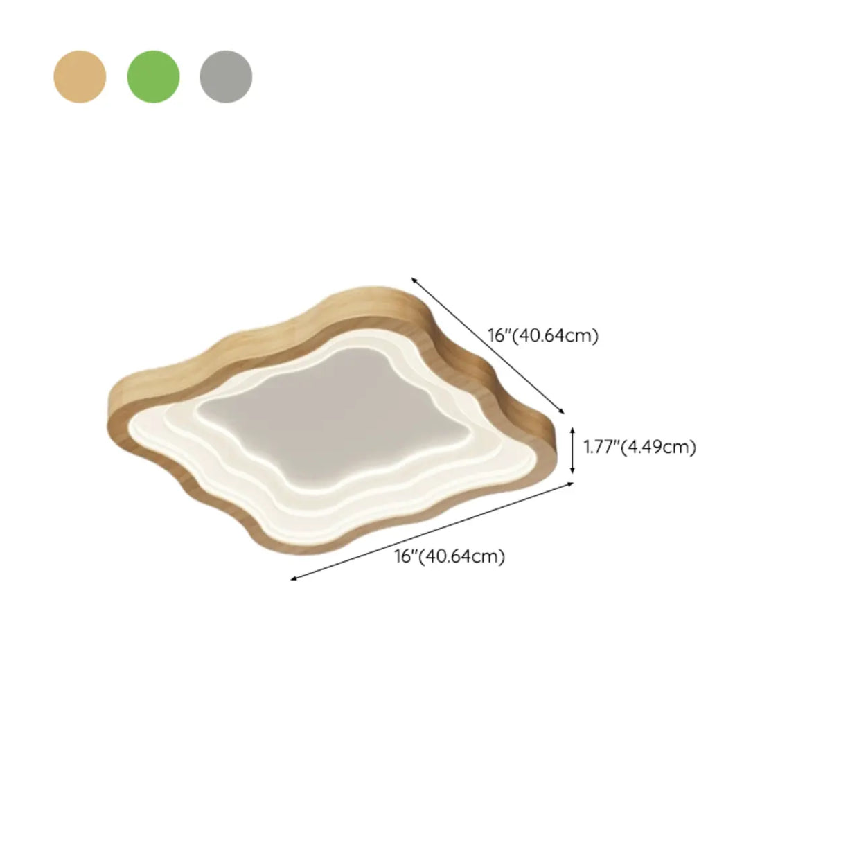 Wooden Rectangular Wave LED Flush Mount Ceiling Light