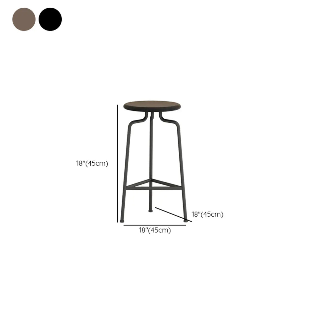 Wooden Round Backless Bar Stool with Iron Tripod Base Image - 9