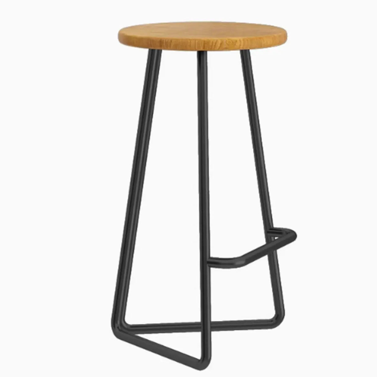 Wooden Round Metal Tripod Base Bar Stool with Footrest Image - 11