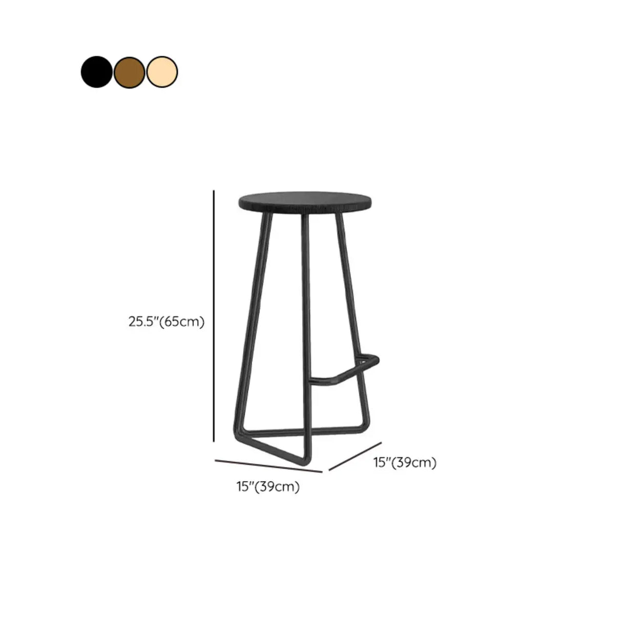 Wooden Round Metal Tripod Base Bar Stool with Footrest Image - 14