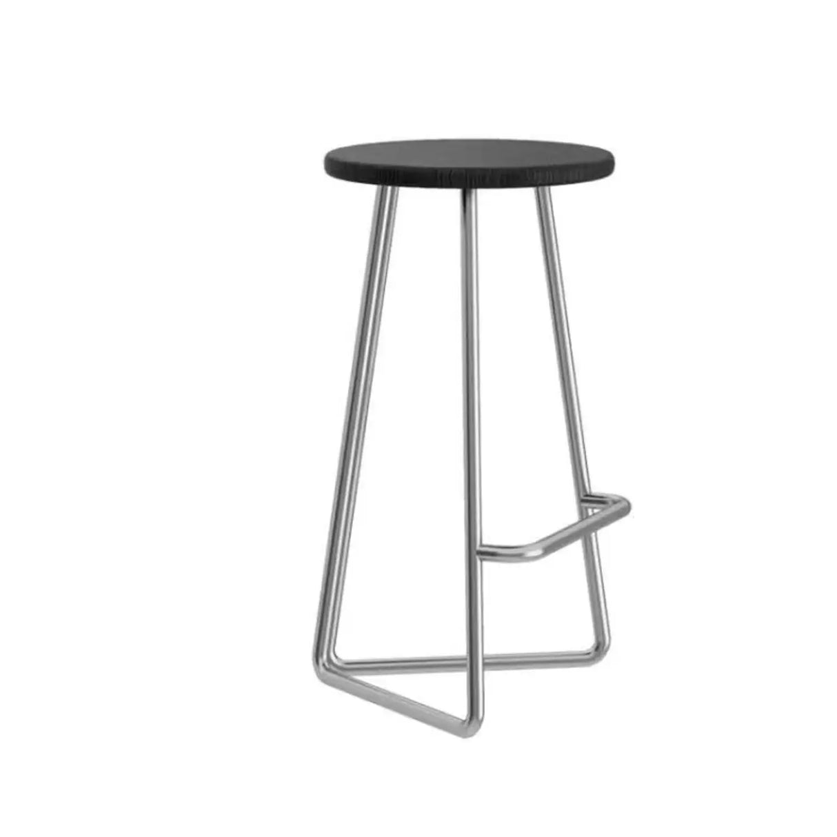 Wooden Round Metal Tripod Base Bar Stool with Footrest Image - 2