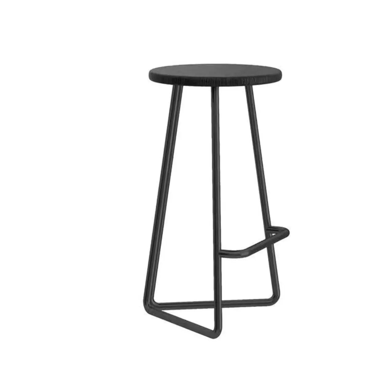 Wooden Round Metal Tripod Base Bar Stool with Footrest Image - 7