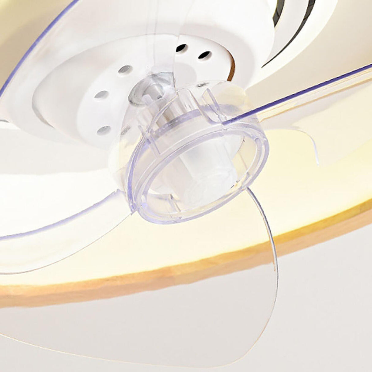 Wooden Round Remote Control Flush Mount Light with Fan Image - 9