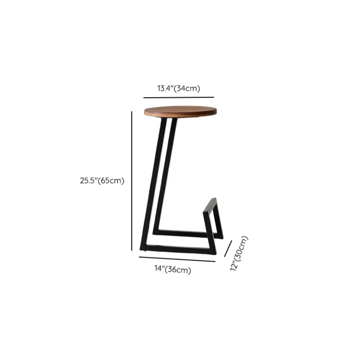 Wooden Round Unique Iron Sled Base Backless Bar Stool