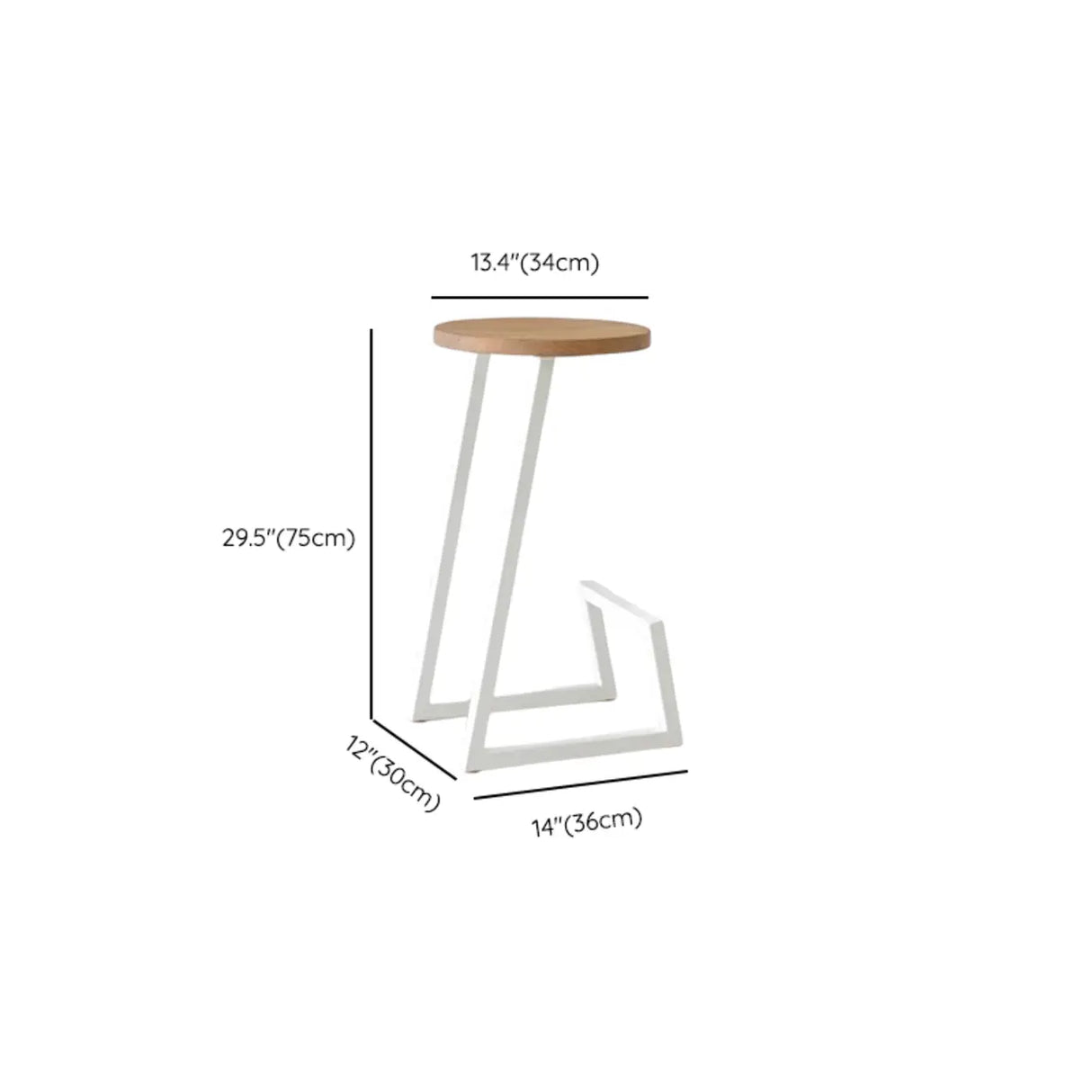 Wooden Round Unique Iron Sled Base Backless Bar Stool Image - 8