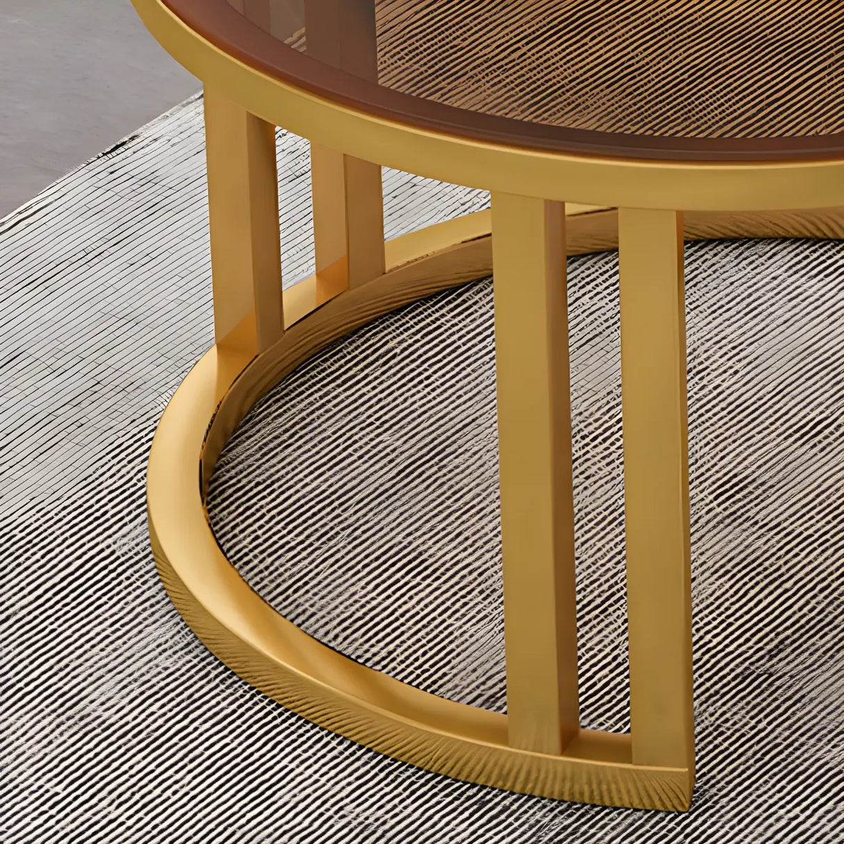 Wooden Stone Round Storage Nesting Coffee Tables Image - 12