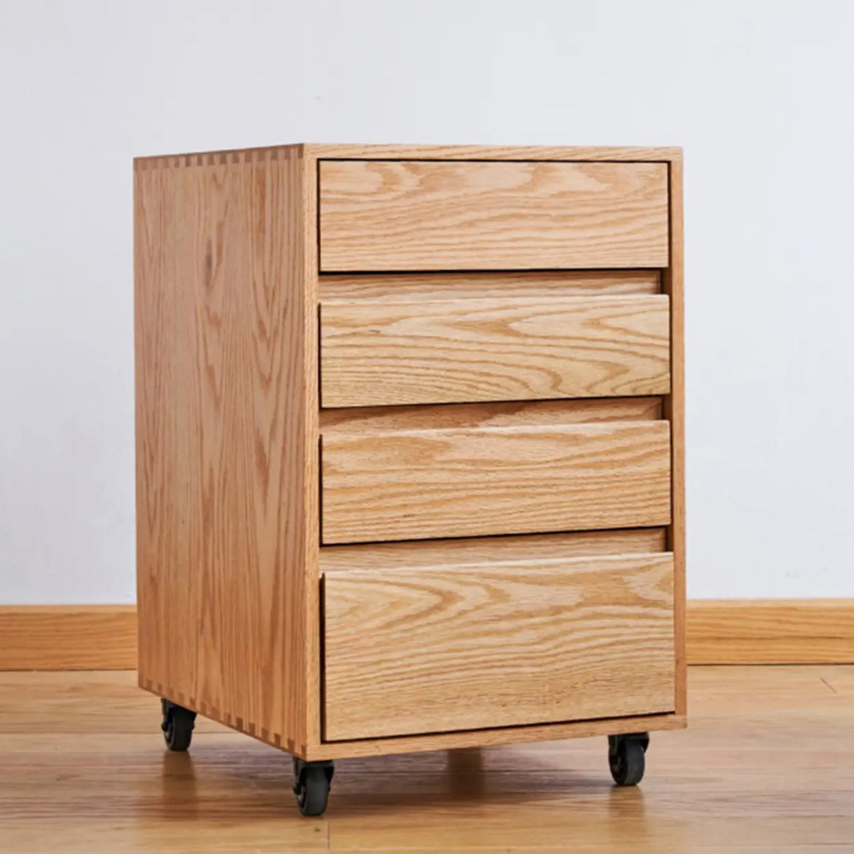 Wooden Vertical Oak Drawers Filing Cabinet with Wheels Image - 1