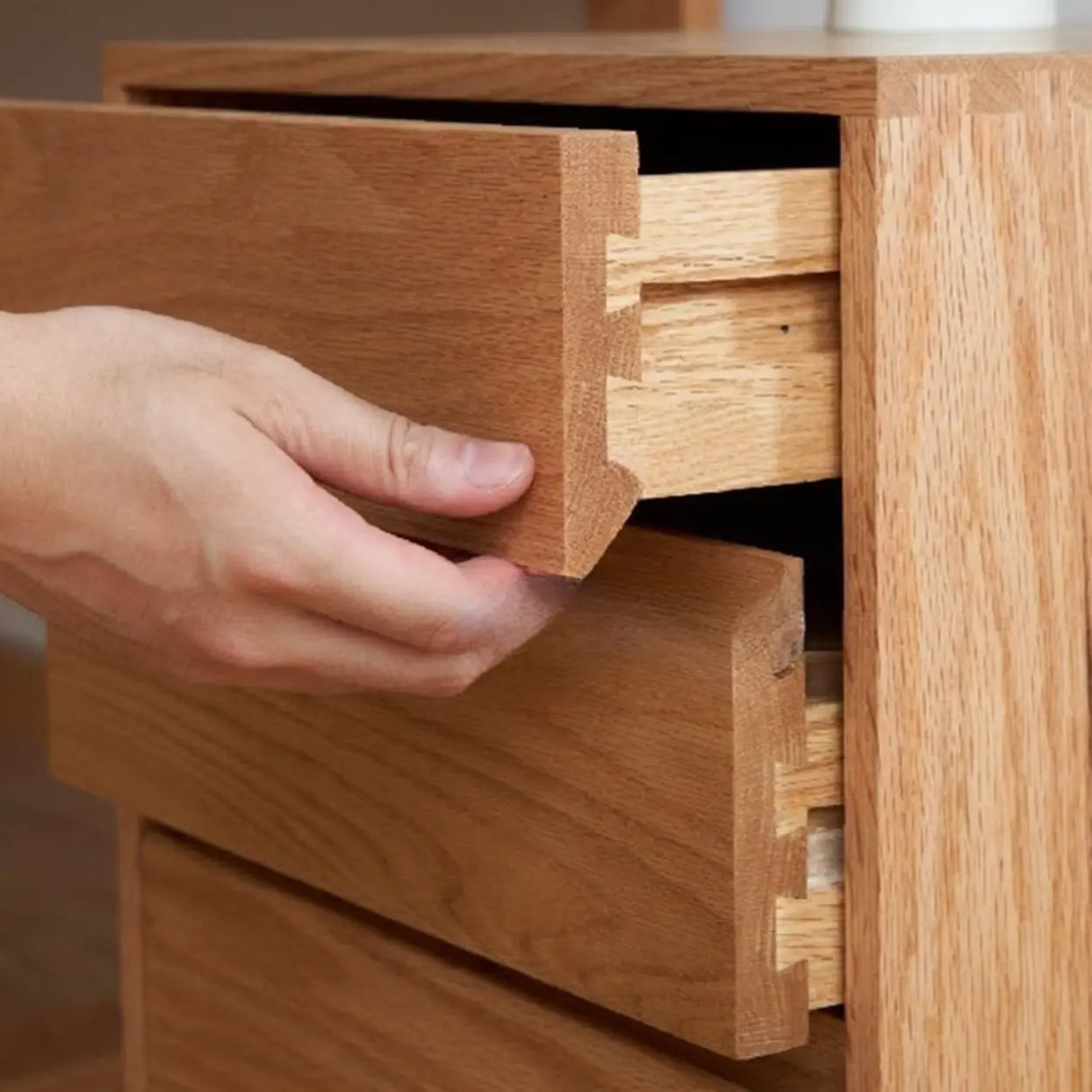 Wooden Vertical Oak Drawers Filing Cabinet with Wheels Image - 8