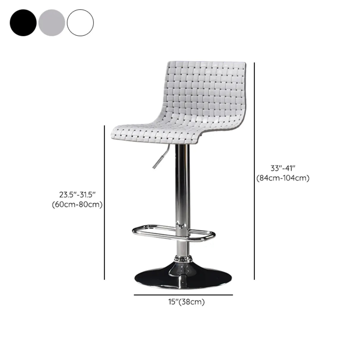 Woven Polymer Adjustable Armless Swivel Bar Stools