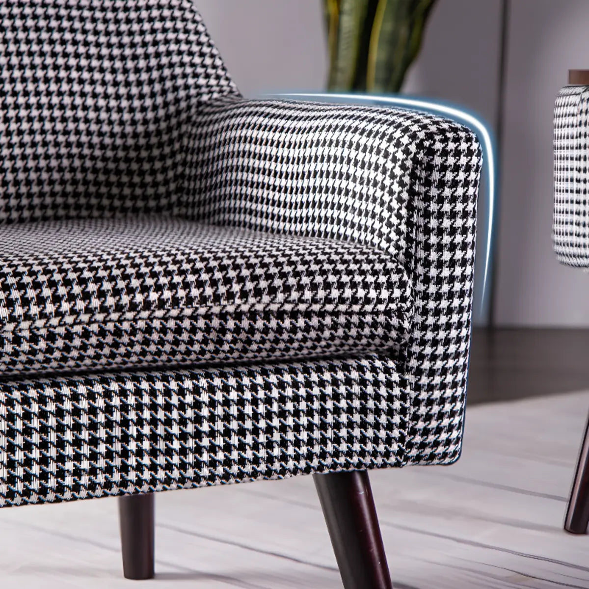 Yellow Cotton Linen Fixed Back Arm Chair with Slipcover Image - 10