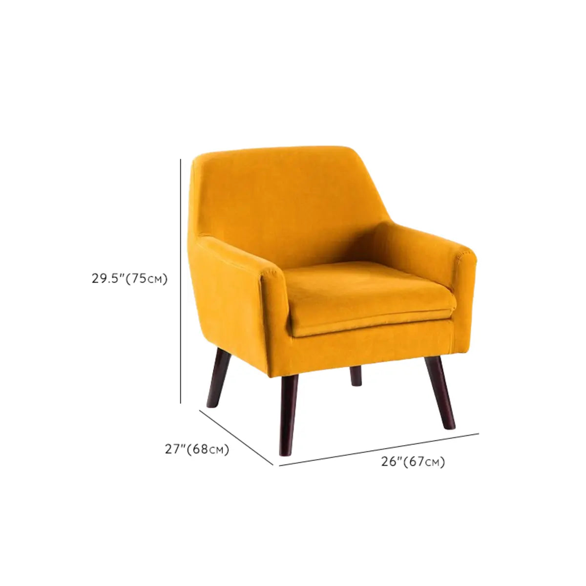 Yellow Cotton Linen Fixed Back Arm Chair with Slipcover Image - 16