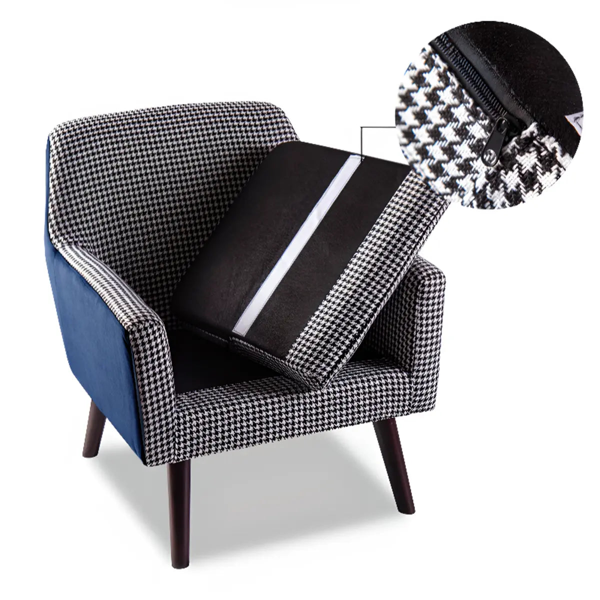 Yellow Cotton Linen Fixed Back Arm Chair with Slipcover Image - 6