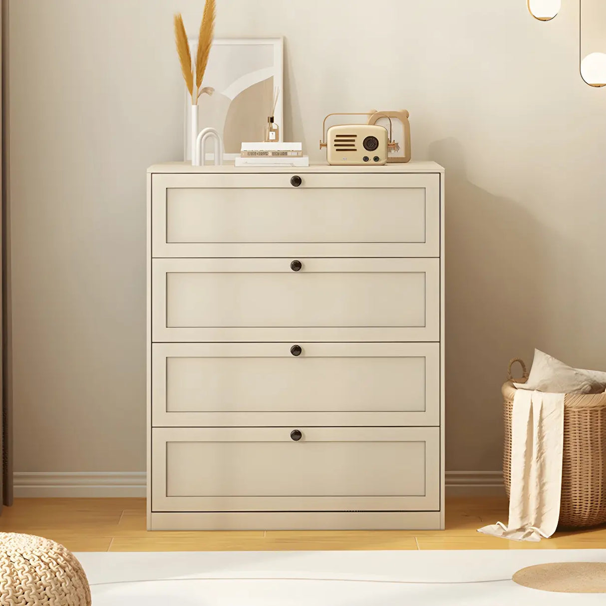 Yellow Finish Black Metal Handle Dresser with Drawers Image - 18