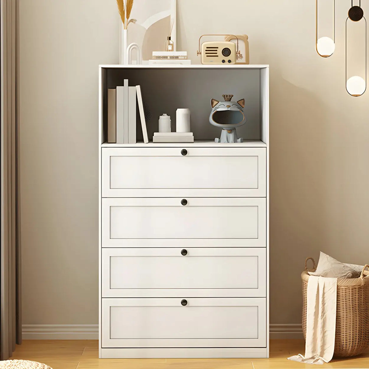 Yellow Finish Black Metal Handle Dresser with Drawers Image - 20