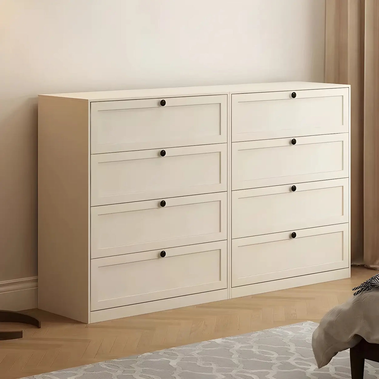 Yellow Finish Black Metal Handle Dresser with Drawers Image - 1