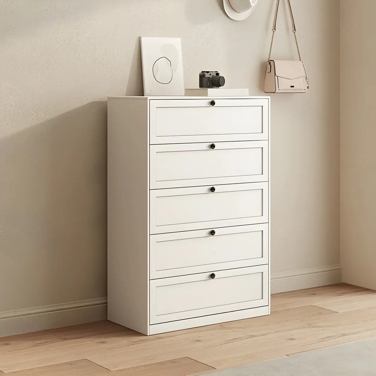 Yellow Finish Black Metal Handle Dresser with Drawers Image - 3