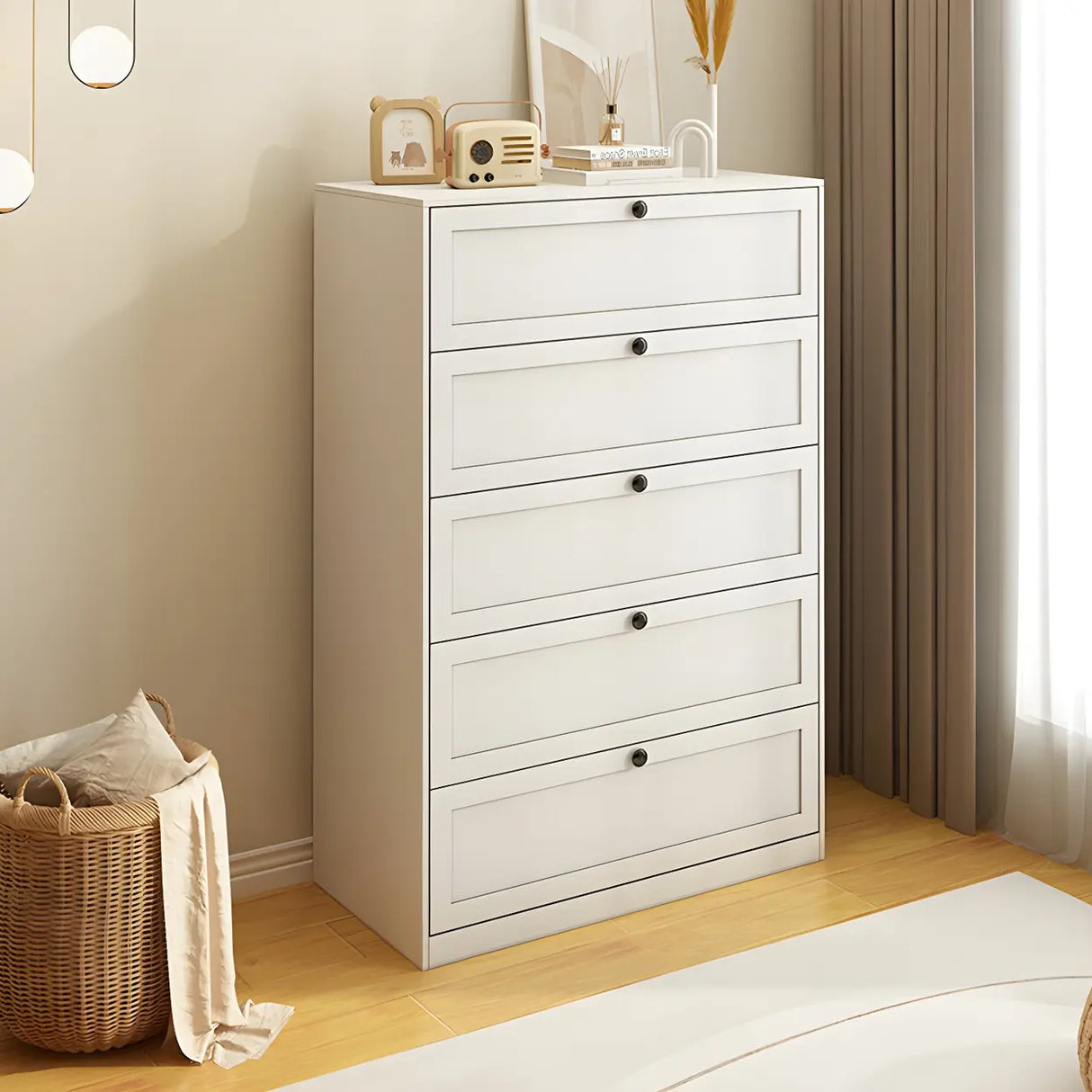 Yellow Finish Black Metal Handle Dresser with Drawers Image - 8