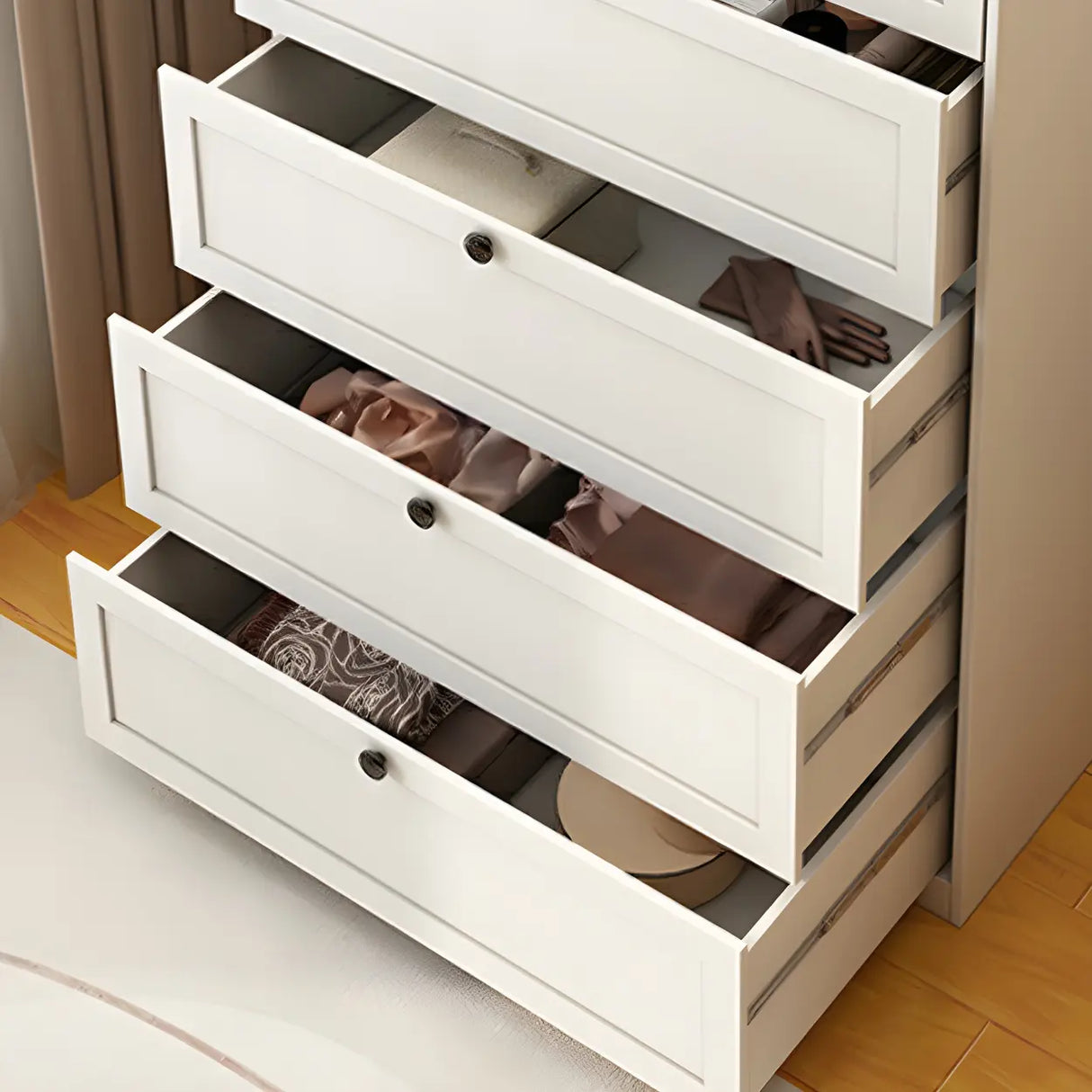 Yellow Finish Black Metal Handle Dresser with Drawers Image - 12