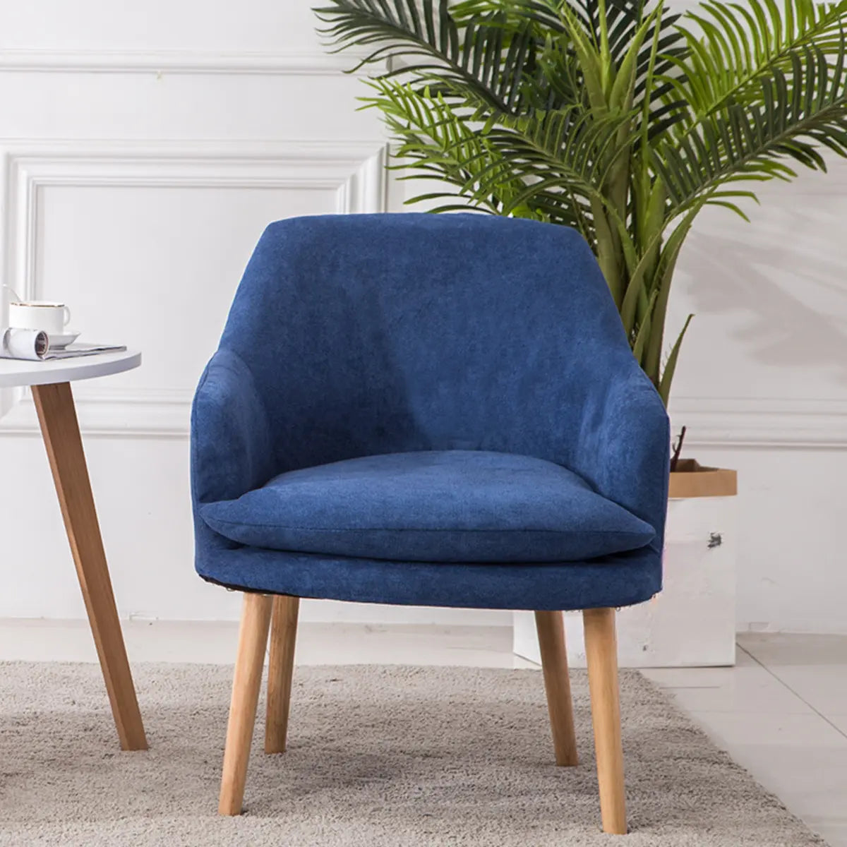 Yellow Flannel Sloped Arms Fixed Back Lounge Chair Image - 10