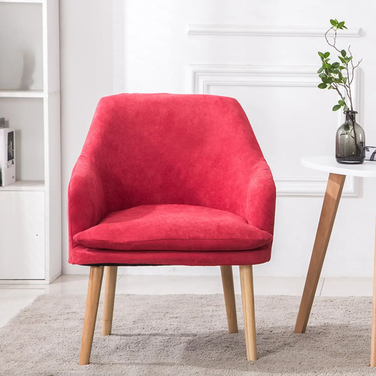 Yellow Flannel Sloped Arms Fixed Back Lounge Chair Image - 11